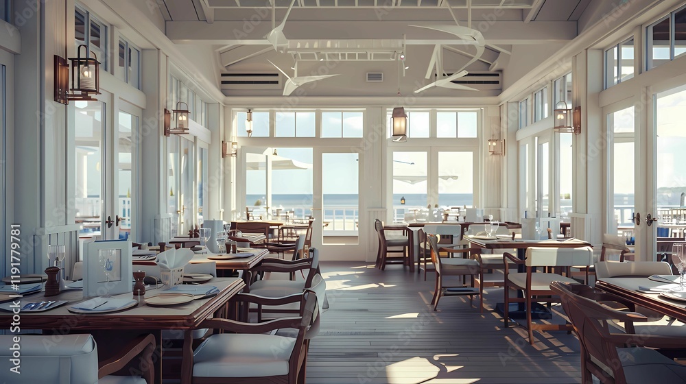 Fototapeta premium Seaside Elegance waterfront restaurant