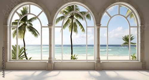 Sandy Beach With Three Arched Windows