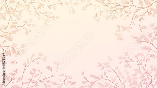 Delicate Pink Branches and Leaves Frame a Soft Background