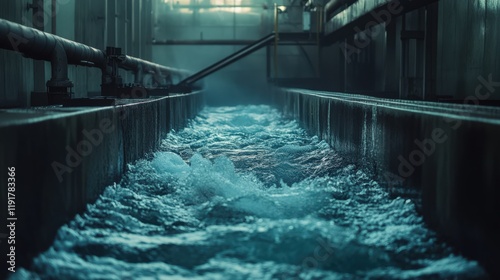 A long, narrow body of water with a dark blue color photo