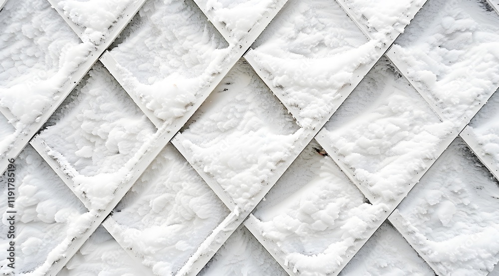 Snow Accumulated on Diamond-Patterned Exterior Wall Snow Accumulated on Diamond-Patterned Exterior Wall