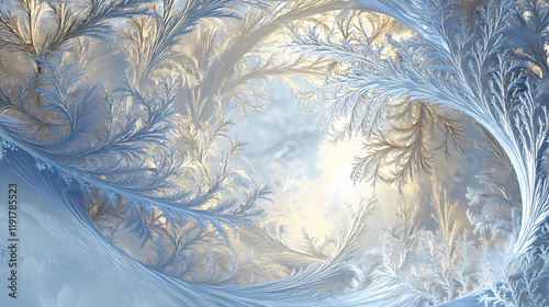 Wallpaper Mural Frosty pattern for window, fractal 3d render. Frostwood. Illustration Torontodigital.ca