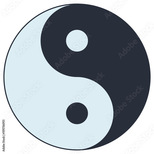 Flat icon of yin yang isolated on a white background.