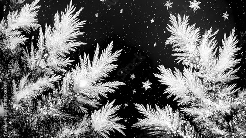 Wallpaper Mural Close-up of ice crystal frostwork on dark background. Frostwood. Illustration Torontodigital.ca