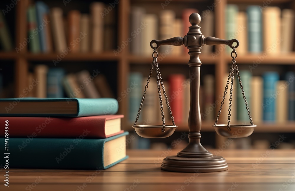 Justice scale sits on wooden table amongst books. Legal concept background. Law firm image. Lawyer advocate concept. Legal balance equality. Equal rights law. Professional concept. Reliable. Fair. Justice scale sits on wooden table amongst books. Legal concept background. Law firm image. Lawyer advocate concept. Legal balance equality. Equal rights law. Professional concept. Reliable. Fair.