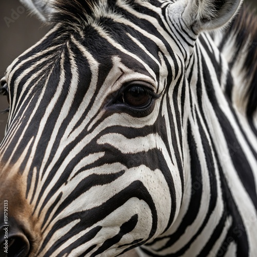 A detailed shot of a zebra’s nose and mouth with soft textures, on a white background.