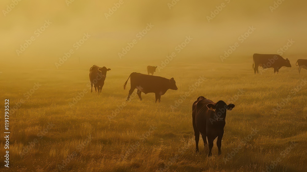 Harmony of Nature. Lush ecoregion with grazing animals Harmony of Nature. Lush ecoregion with grazing animals