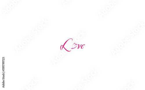 ハートの形を組み合わせたLove（愛）の文字（カリグラフィー）