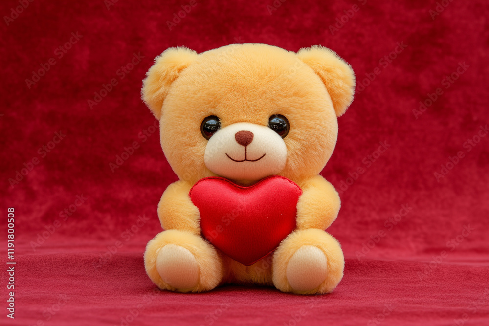 Obraz premium Teddy bear holding a red heart for Valentine's Day