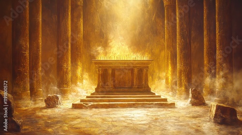 The golden altar, also known as the altar of incense, was an important part of the sanctuary in the Old Testament temple, made of pure gold.