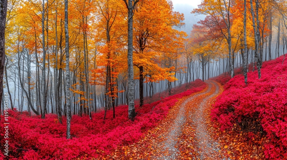 Fototapeta premium Autumnal Path: A Serene Forest Walk
