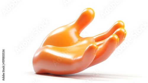 Creative orange hand sculpture display studio 3d art minimalist style photo