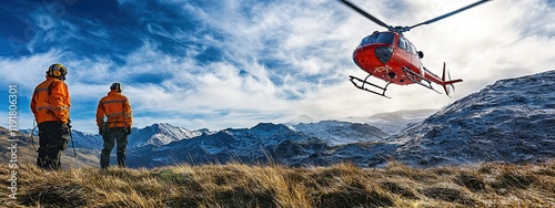 Civil helicopter aids mountain rescue operation in rugged terrain
