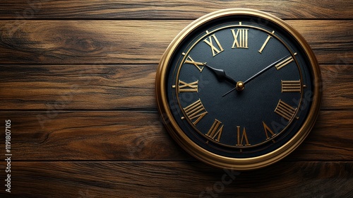 Wallpaper Mural Gold clock, wood background, time, deadline, concept Torontodigital.ca