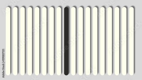 Abstract Masterpiece of Linear Design Using White Sticks Arranged in Stunning Intersections and Shadows. With Black Stick.