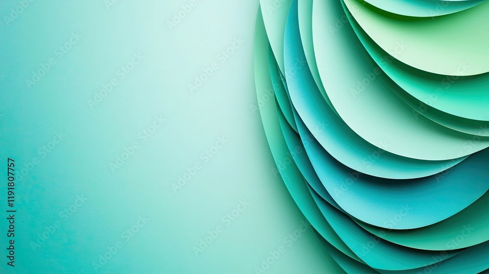 Fototapeta premium Abstract teal paper layers, design background
