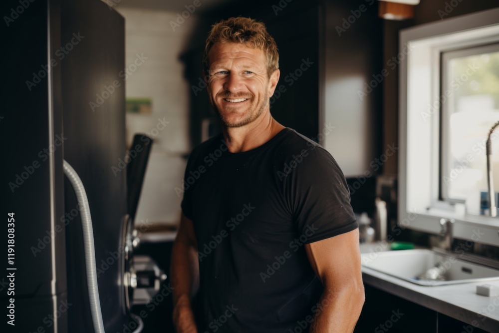 Smiling portrait of a middle aged Caucasian plumber Smiling portrait of a middle aged Caucasian plumber