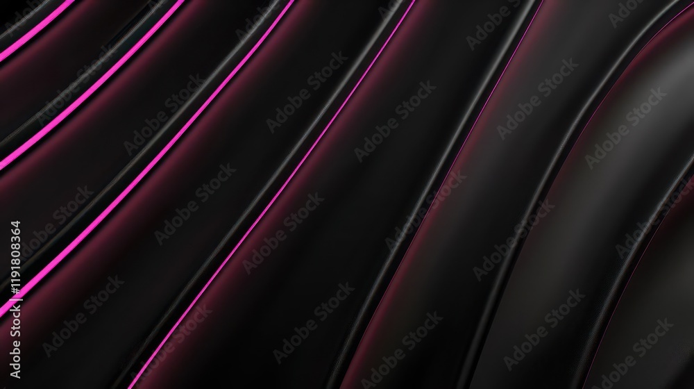 Fototapeta premium A smooth, wavy surface with black and pink tones, creating a modern, abstract aesthetic.