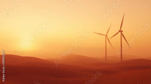 Wallpaper Mural Wind Turbines Replacing Fossil Fuels at Sunset Over Desert Landscape Torontodigital.ca