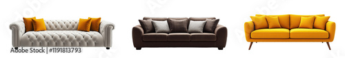 Collection of Stylish Modern Sofa isolated on Transparent background