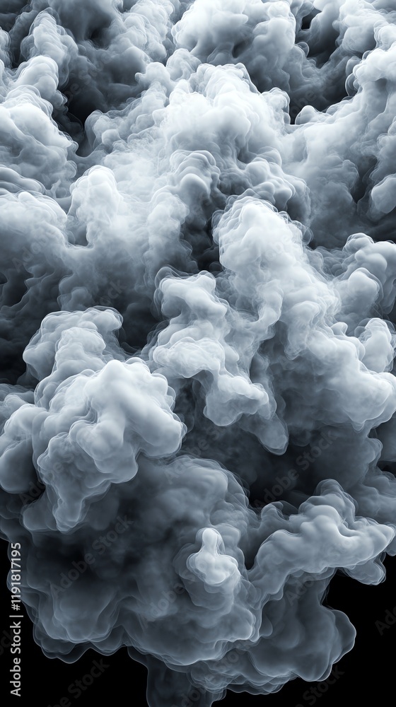 Smoke clouds, intricate fractal patterns, 3D illustration Smoke clouds, intricate fractal patterns, 3D illustration