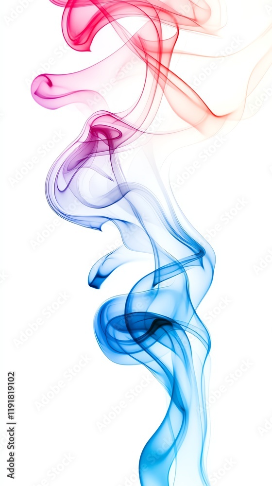 Fototapeta premium Soft pink and blue smoke trails flowing into abstract cloud textures on a muted pastel gradient, Smoke Effect, Soothing and calming