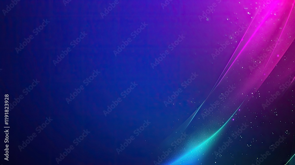 Fototapeta premium Abstract vibrant neon waves, dark background, digital art, website header