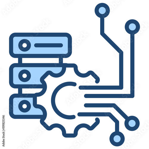 Data Integration Icon Lineal Blue Style