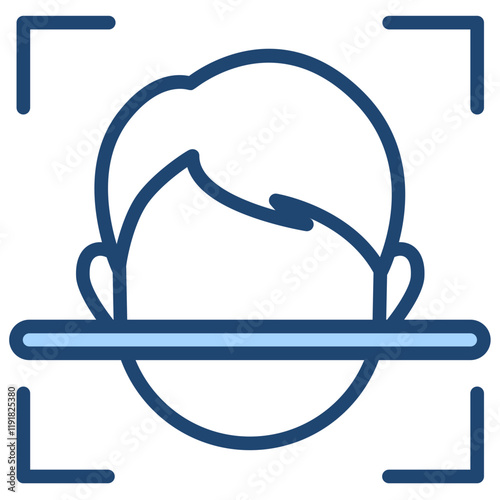 Facial Recognition Icon Lineal Blue Style