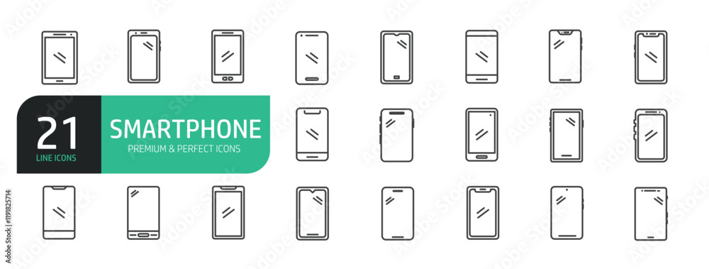 Set Of Smartphone Line Icons.