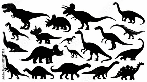 Jurassic Shadows: 20 Dinosaur Silhouette Set
