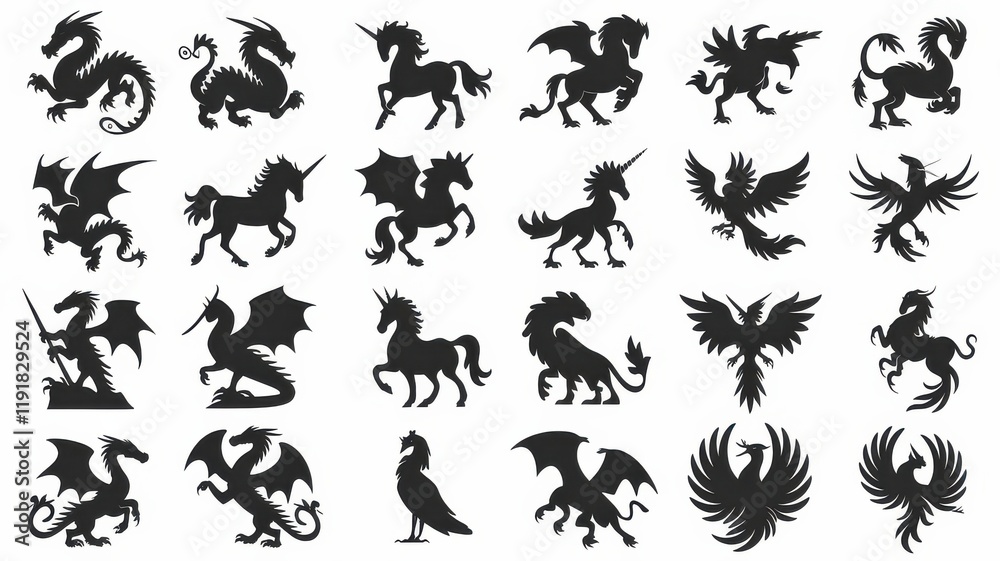 Fantasy Realm: 20 Mythical Silhouette Set Fantasy Realm: 20 Mythical Silhouette Set