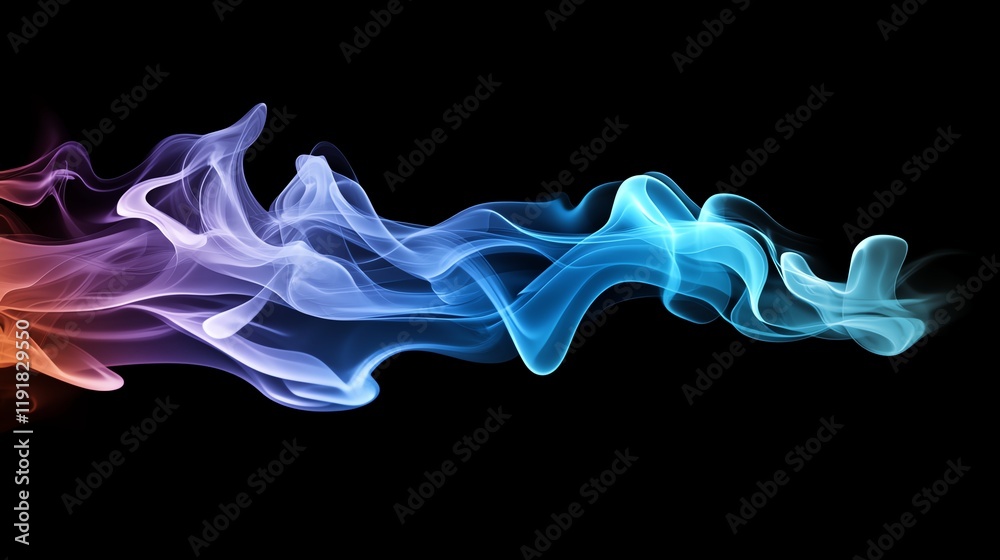 Elegant pastel smoke waves, luminous gradient details, 3D illustration Elegant pastel smoke waves, luminous gradient details, 3D illustration