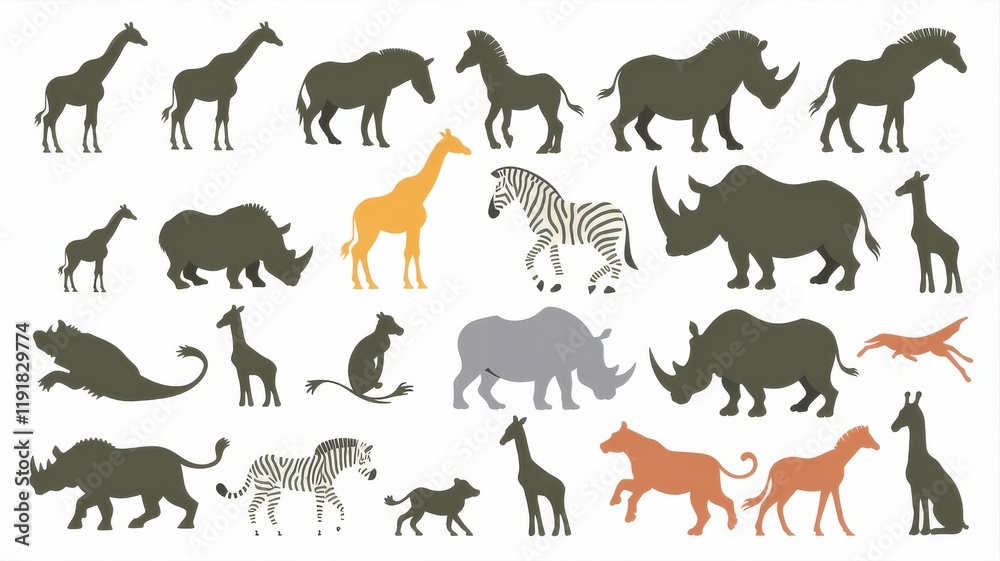 Fototapeta premium African Safari: 20 Silhouette Variations