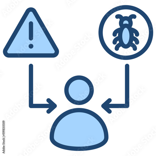 Insider Threat Icon Lineal Blue Style