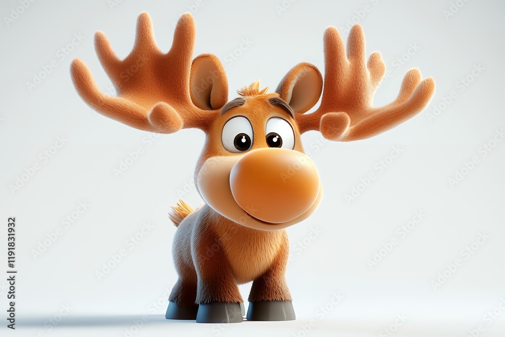 Obraz premium A charming 3D rendered image of a cute reindeer. Perfect for holiday greetings