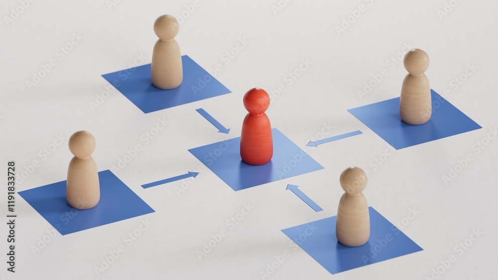 Obraz premium RED leader and business team . economic status and social achievement.3D rendering on white background.