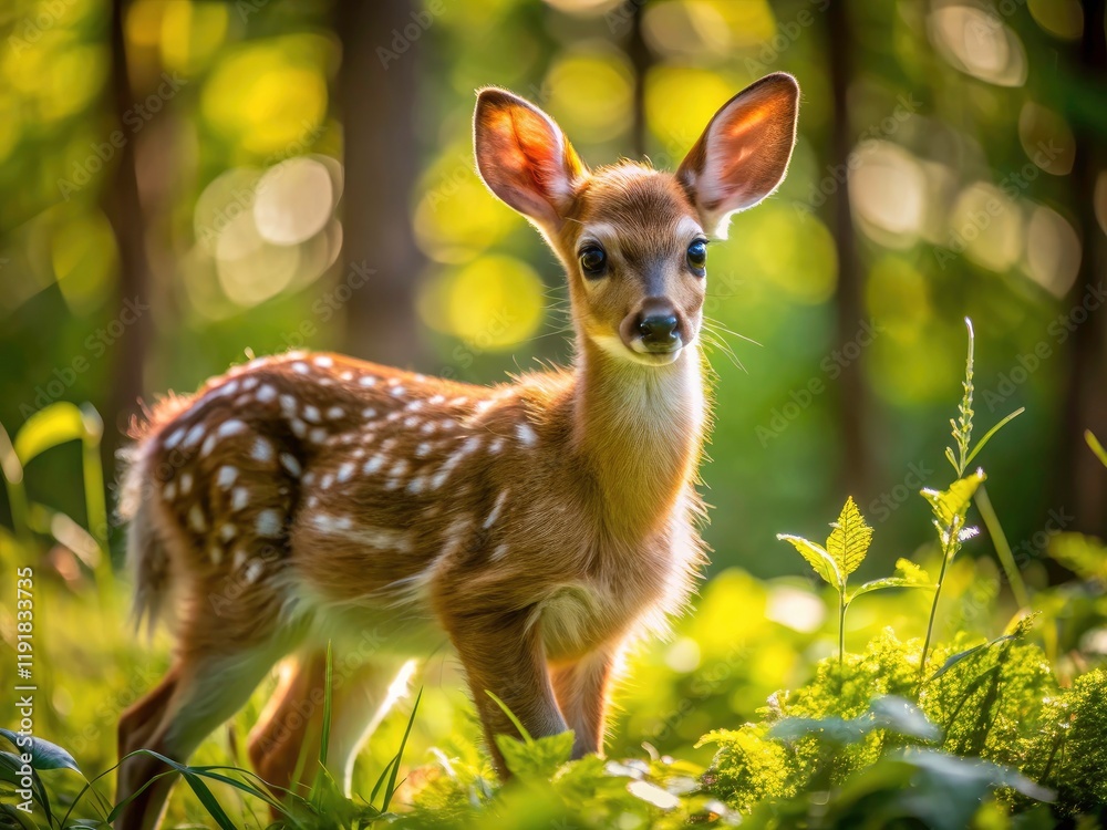 Whitetail Deer Fawn Close Up, Slow Motion Tail Wag, High Depth of Field, Wildlife Photography, Forest Animal Whitetail Deer Fawn Close Up, Slow Motion Tail Wag, High Depth of Field, Wildlife Photography, Forest Animal