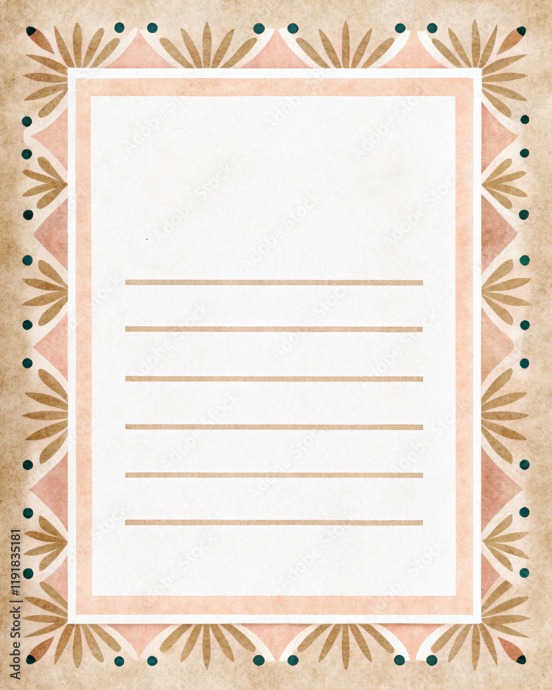 Obraz premium Minimalist Border Design with Paper Texture and Coastal Sand Palette