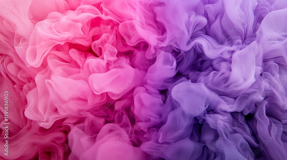 Fototapeta premium Whimsical smoke wisps forming abstract floral textures in vibrant shades of pink and purple, Smoke Effect, Artistic flair