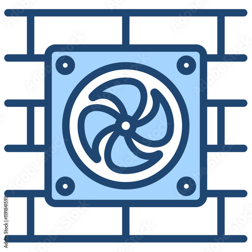 Ventilation Fan Icon Lineal Blue Style