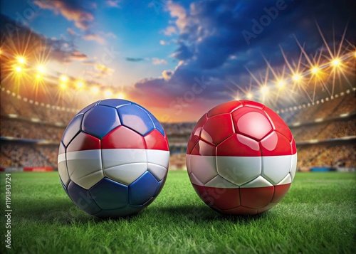 Croatia Austria Soccer Balls Stadium 3D Render High Depth of Field Image