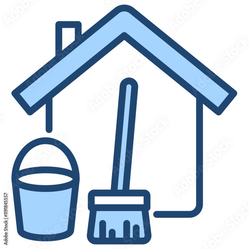 Housekeeping Icon Lineal Blue Style