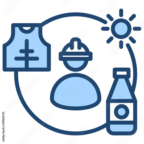 Heat Stress Management Icon Lineal Blue Style
