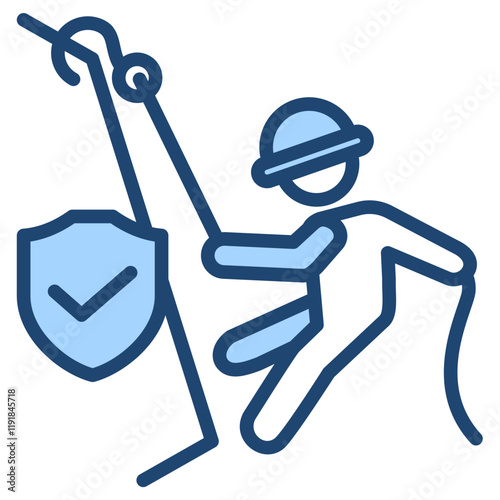 Working At Height Safety Icon Lineal Blue Style