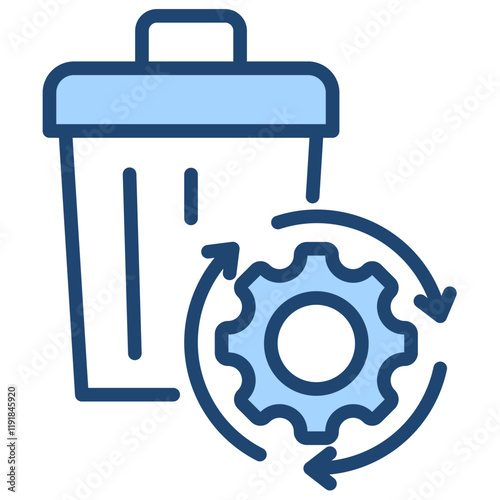 Waste Management Icon Lineal Blue Style