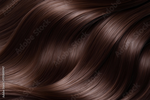 Rich brown silky hair strands flowing elegantly and reflecting light in a soft texture