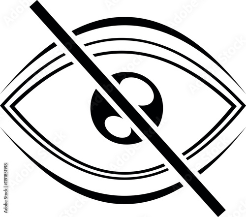 vector illustration black icon eye unsee blind password security system concept