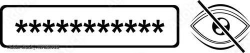 vector illustration black icon eye unsee password security system concept