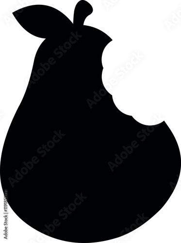 vector illustration black silhouette icon food fruit pear bitten